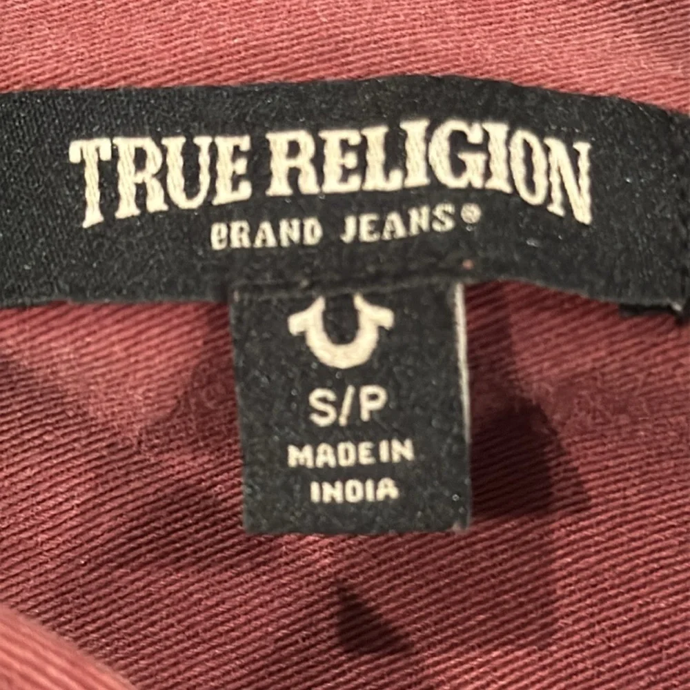 True Religion Overdyed Dark Burgundy Western Cotton Shirt Size Small